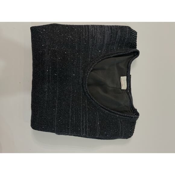 WRAP LONDON Metallic Knit Silk Lined Hi Low Split Back Sequin Sweater WOMEN'S 8 - Picture 6 of 6